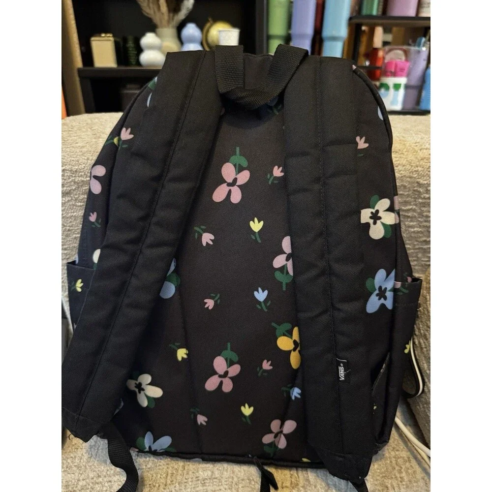 EUC VANS Old Skool Grom Backpack VN000H4YDAJ1 Black With/ Floral Print